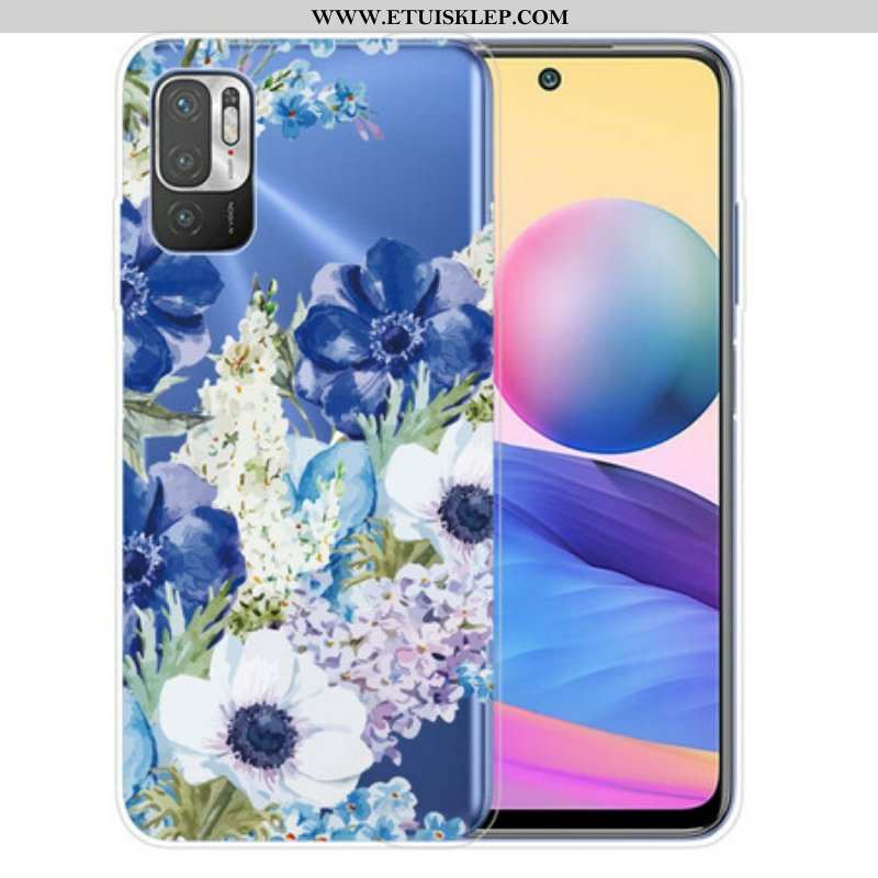 Etui do Xiaomi Redmi Note 10 5G Akwarela Niebieskie Kwiaty